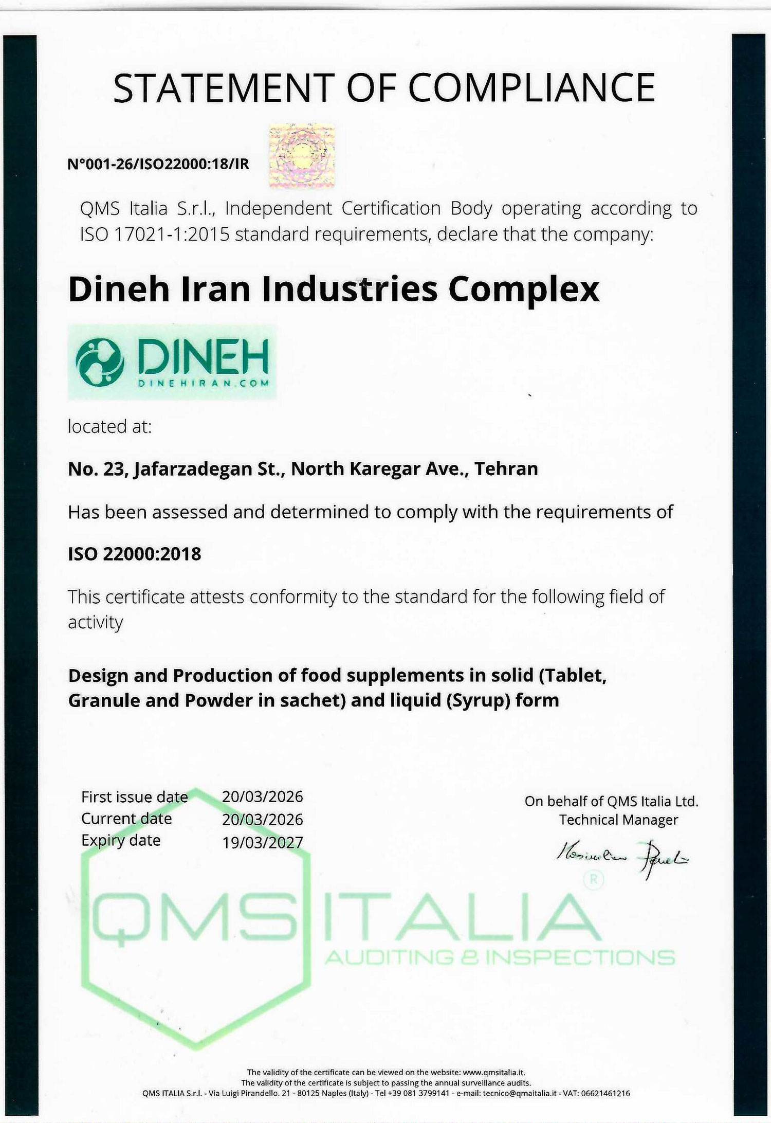 Certifications
